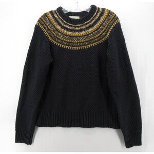 The Reeds Sweater Medium Pullover Fair Isle Metallic Yoke Textured